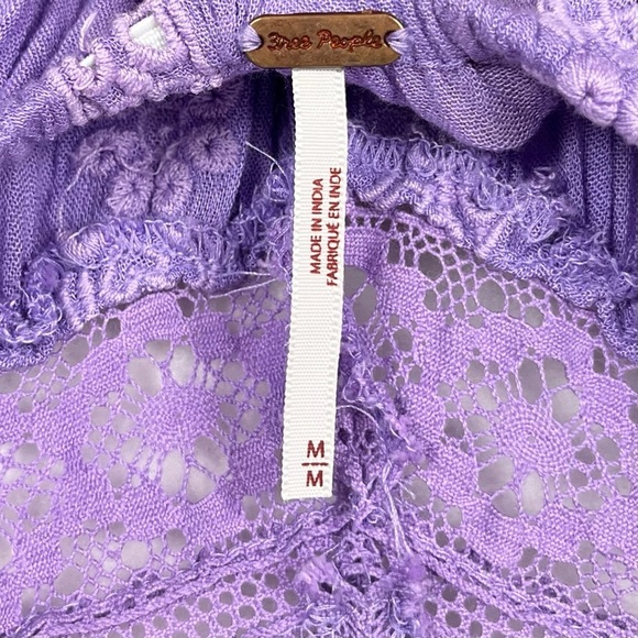 Free People Kiss Kiss Embroidered Purple Amethyst Eyelet Tunic Dress Size Medium - Picture 10 of 15